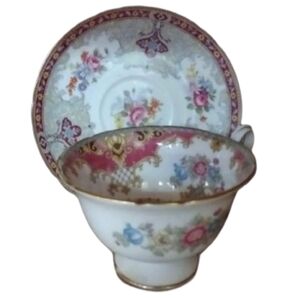 Pink Sheraton Shelley England Gainsborough Shape Teacup and Saucer